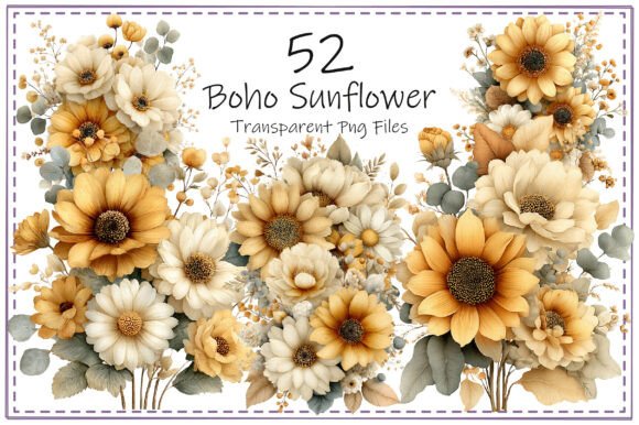 Boho Sunflower Clipart Bundle: Elevate Your Creative Projects