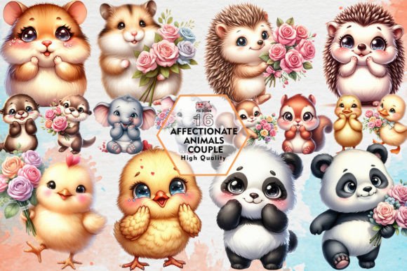 Charming Animal Couple Clipart for Creative Projects