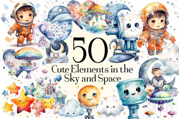 Charming Skies: Elevate Your Designs with Cosmic Cute Elements