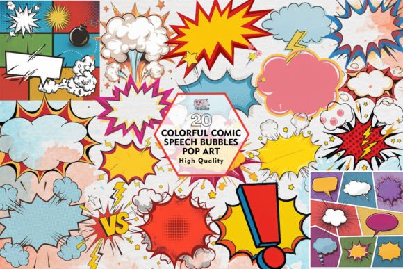 Colorful Comic Speech Bubbles Pop Art for Dynamic Design