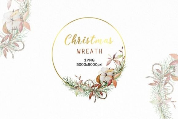 Elegant Watercolor Christmas Wreath PNG for Festive Designs