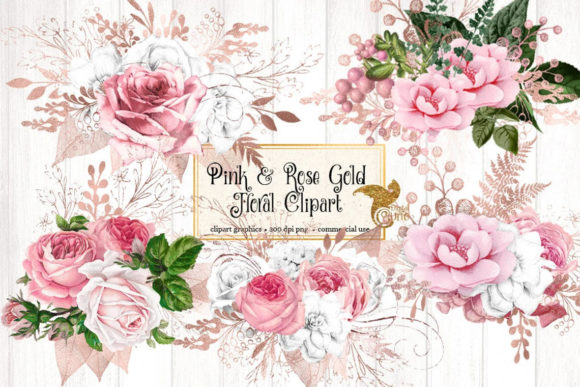 Elevate Designs with Pink and Rose Gold Floral Clipart