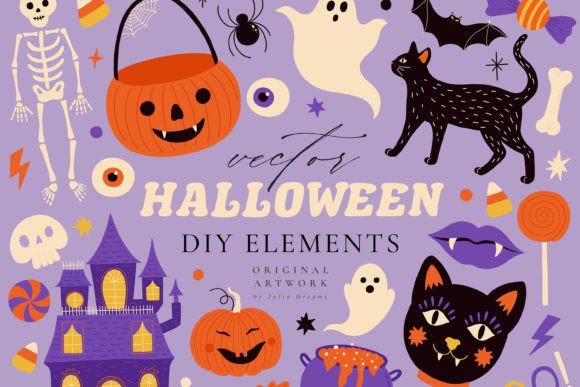Elevate Your Autumn Projects with Halloween Digital Clipart Set Graphics