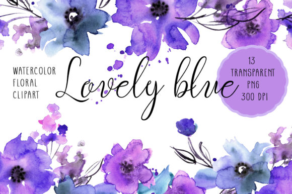 Elevating Projects with Watercolor Blue Flowers Clipart