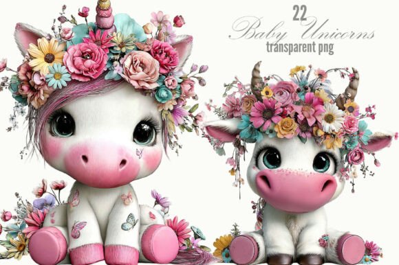 Enchanting Baby Unicorns: A Whimsical Design Asset