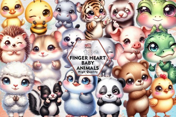 Finger Heart Baby Animals Sublimation