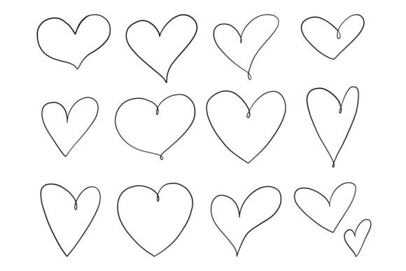 Hand Drawn Heart Outline Bundle Set: A Designer's Asset