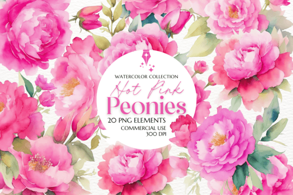 Hot Pink Peonies Watercolor Clipart: Elevate Your Visual Projects