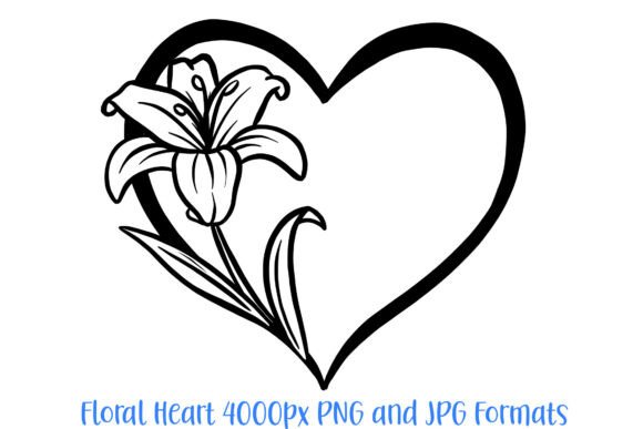 Lily Floral Heart Wreath: Elegant Graphic for Designers