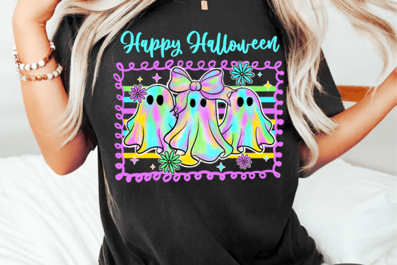Neon Ghost Happy Halloween PNG: A Designer's Creative Asset
