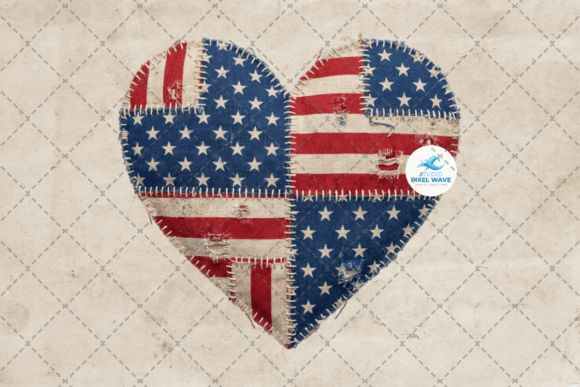 Patriotic Patchwork Heart PNG: A Design Asset for Americana Projects