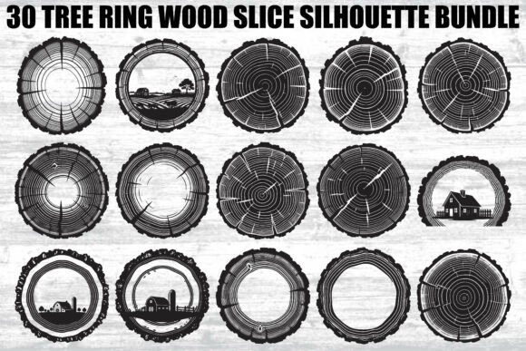 Rustic Elegance: The Tree Ring Wood Slice SVG Bundle for Designers