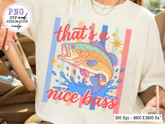 Summer Bass Fish Preppy Hand Drawn PNG