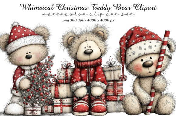 Whimsical Christmas Teddy Bear Clipart: A Designer's Festive Toolkit